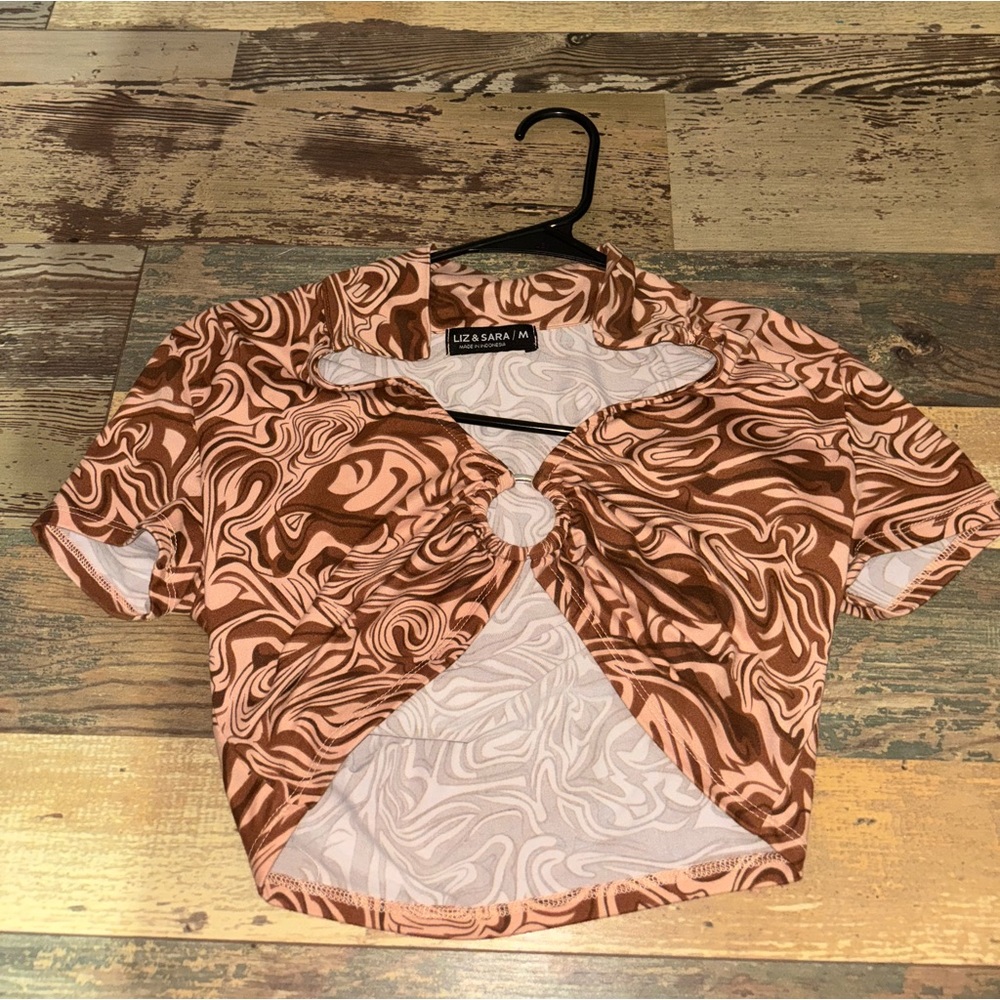 Crop Top Tan Brown mixed very flattering